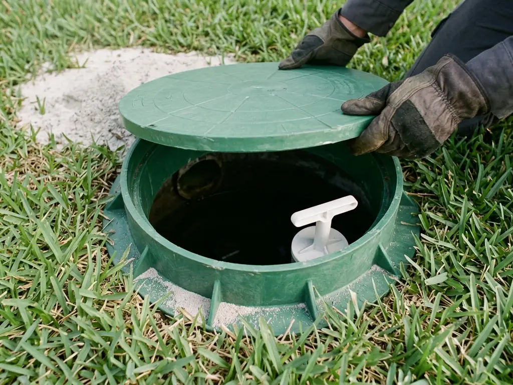Septic tank riser opened for service in West Palm Beach, FL
